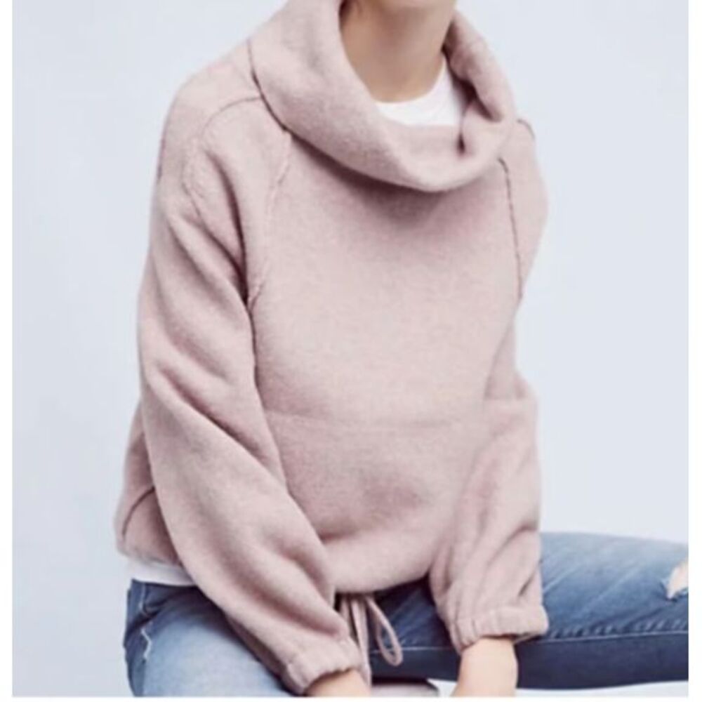 Anthropologie Field Flower Sweater Small Taupe Wooly Cotton Cowl Neck‎ Draped